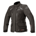 Giacca Alpinestars Stella Andes V3 Drystar da donna, nero e grigio scuro, giacca da moto adventure touring, costruzione in tessuto impermeabile, dotata di tasche multiple cargo e sul petto, cintura regolabile in vita, colletto alto e dettagli riflettenti per protezione in ogni condizione atmosferica