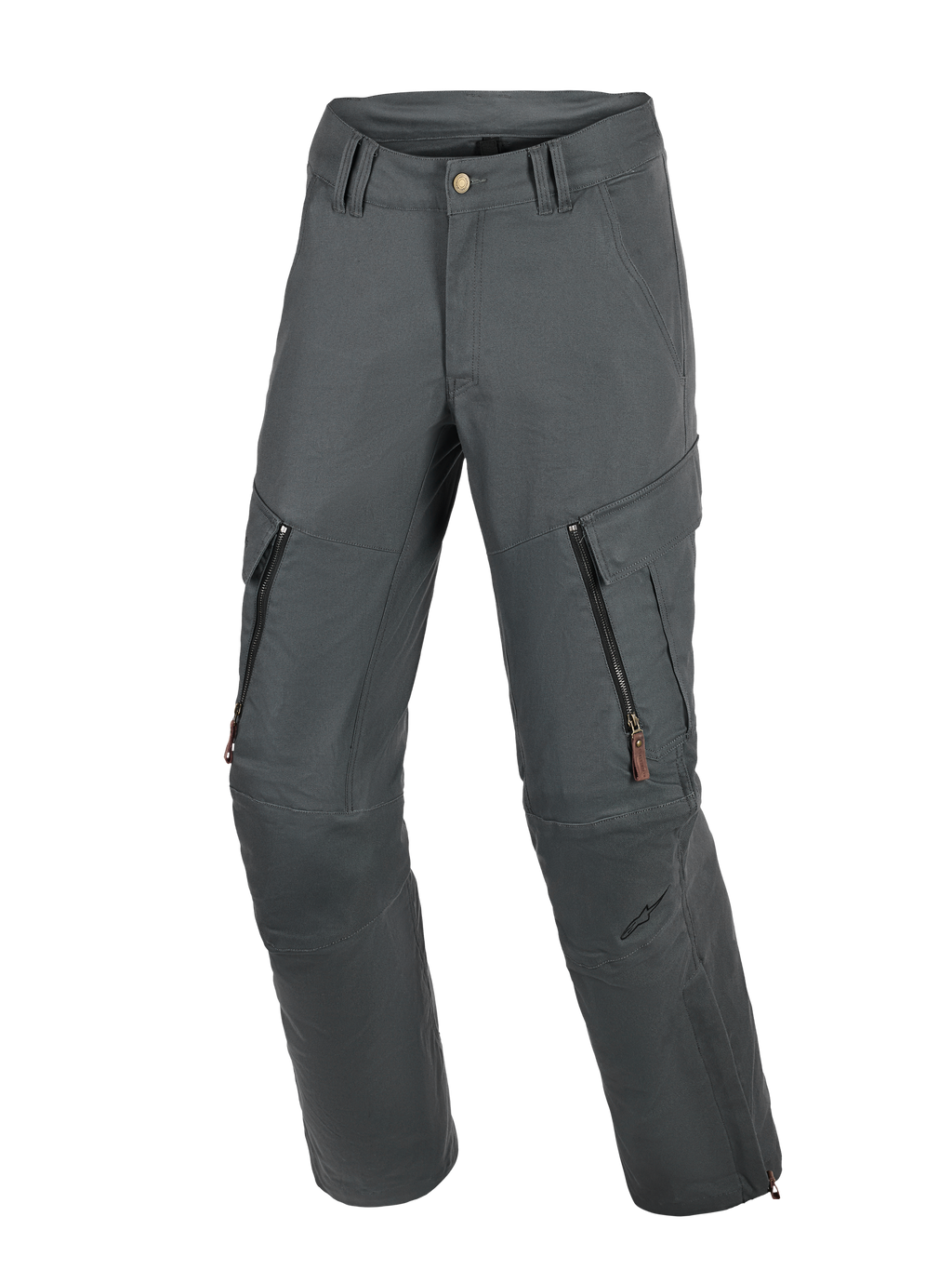 Pantaloni Alpinestars Borrego Drystar®, pantaloni da moto adventure, grigio antracite, caratterizzati da un aspetto in tela cerata con prese d'aria con zip sulle cosce e tasche cargo, robusta costruzione in tessuto con pannelli rinforzati sulle ginocchia