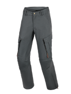 Pantaloni Alpinestars Borrego Drystar®, pantaloni da moto adventure, grigio antracite, caratterizzati da un aspetto in tela cerata con prese d'aria con zip sulle cosce e tasche cargo, robusta costruzione in tessuto con pannelli rinforzati sulle ginocchia