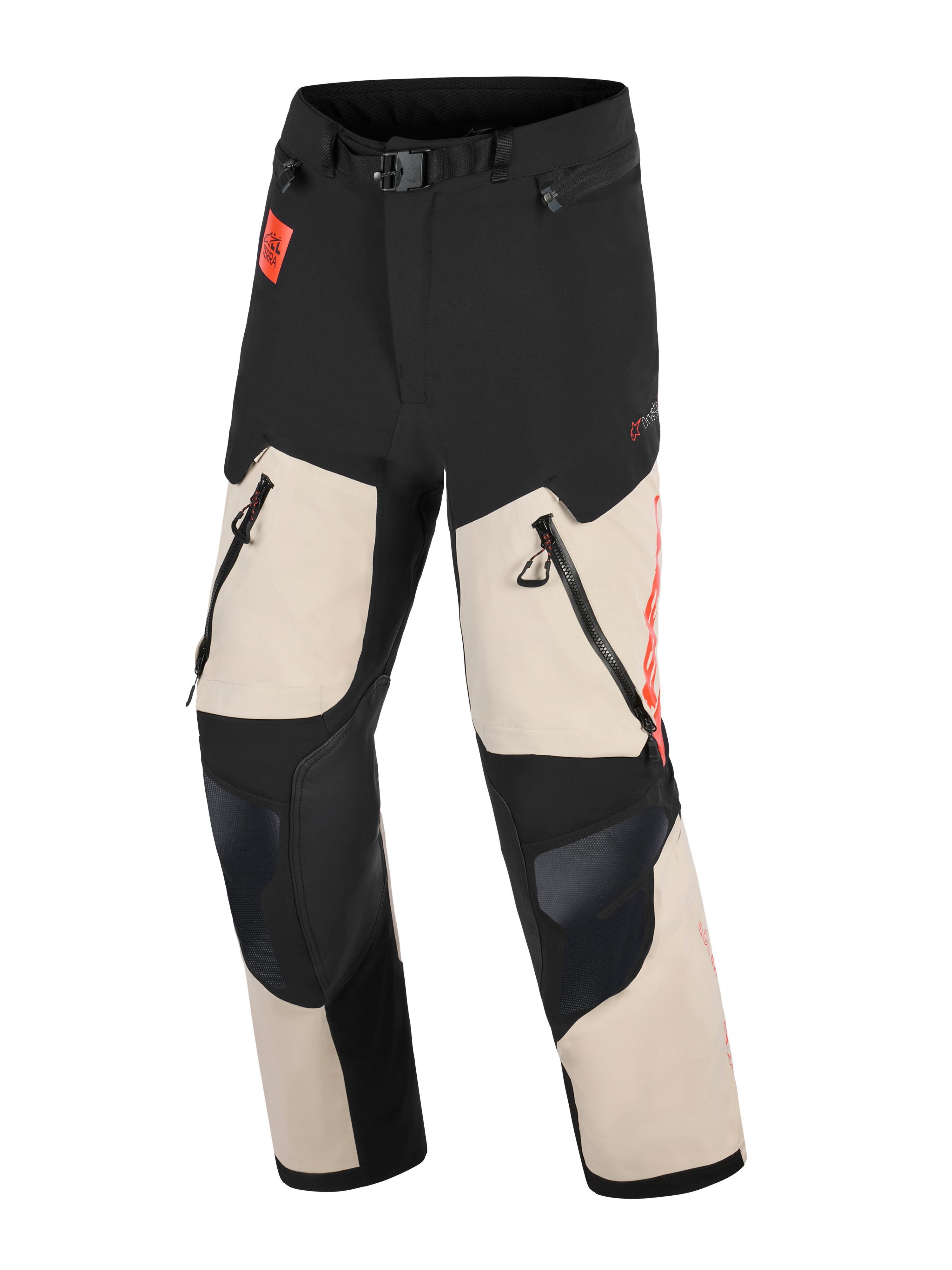 Alpinestars Pantaloni Halo Pro Drystar® XF Laminati, pantaloni da moto adventure da uomo, nero e mastic, impermeabili, con ventilazione diretta e certificati CE