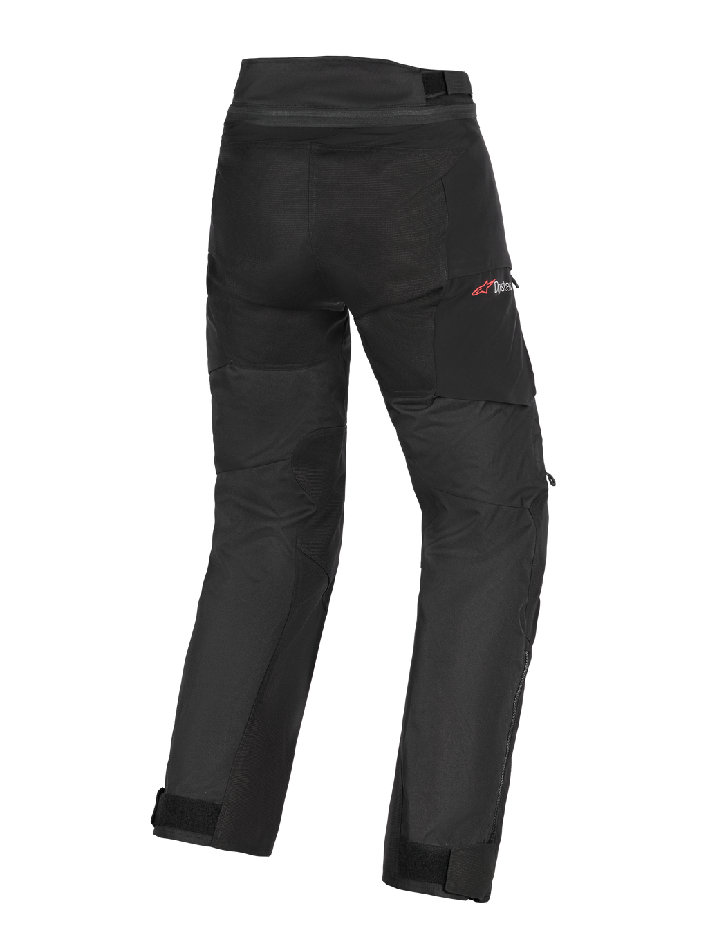 Alpinestars Andes V4 Drystar® Pants - Long, pantaloni da moto adventure-touring neri, vista posteriore che mostra la struttura in tessuto resistente, cinturini regolabili alle caviglie e discreto logo Drystar rosso