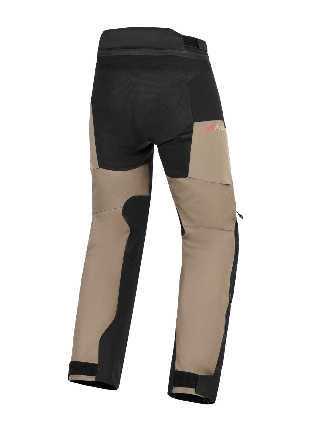 Alpinestars Andes V4 Drystar® Pants, pantaloni da moto adventure, Walnut e nero, vista posteriore con pannelli rinforzati su seduta e interno gamba, logo Drystar rosso e fondo gamba regolabile.