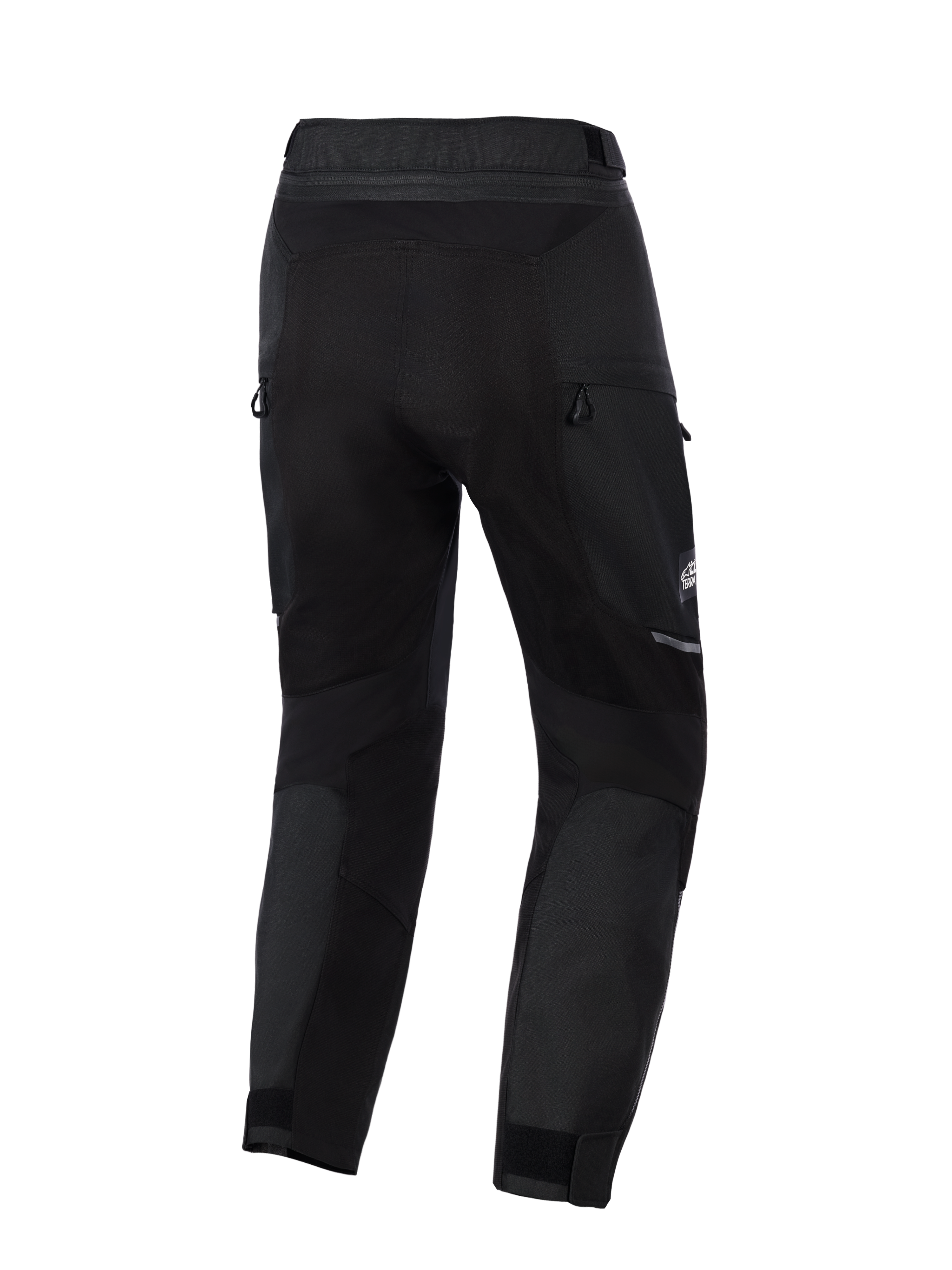 Alpinestars Pantaloni Cusco Drystar®, pantaloni da moto adventure, nero, vista posteriore con ventilazione a cerniera e pannelli elasticizzati, robusta costruzione in tessuto con dettagli riflettenti