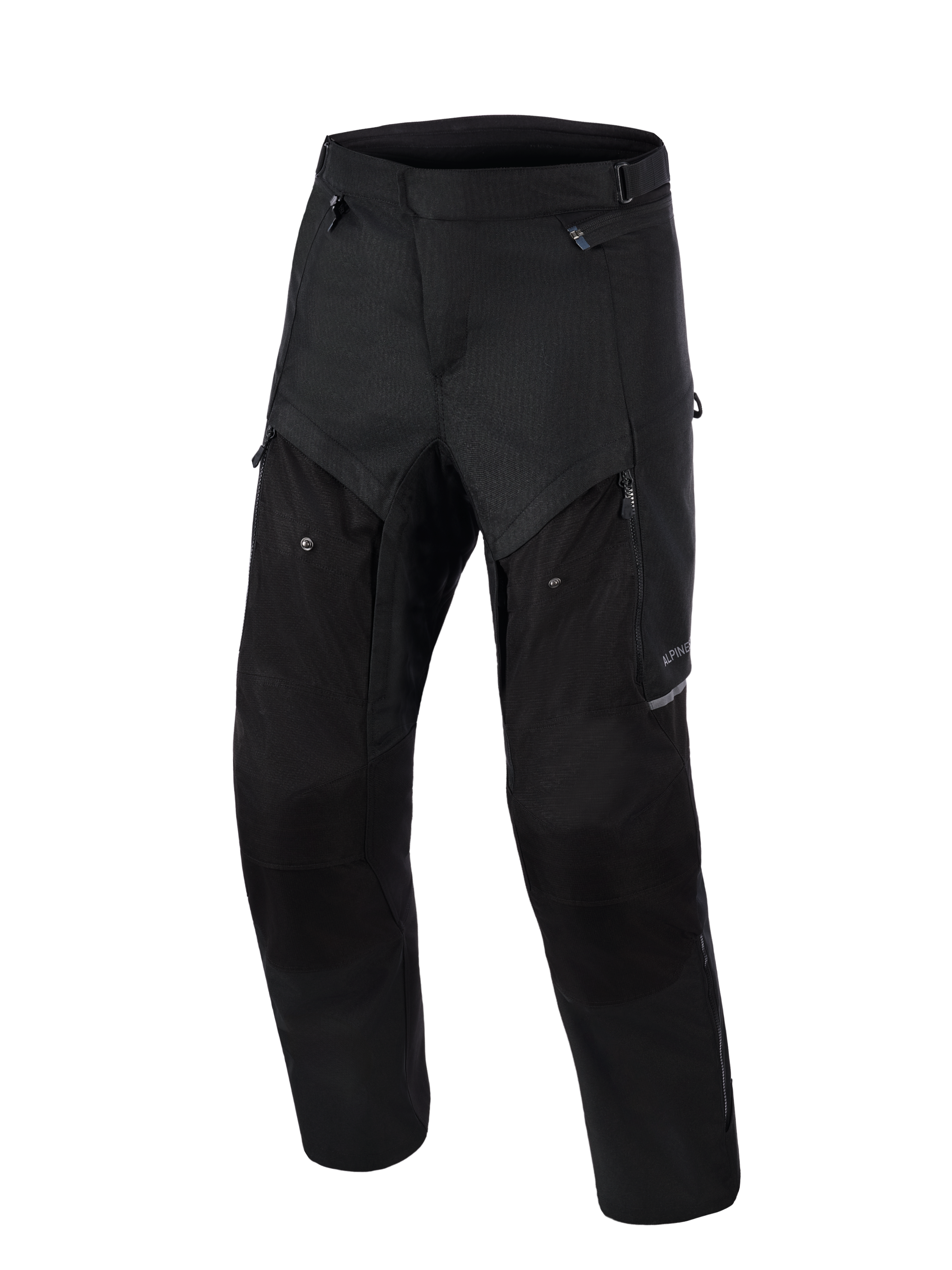 Alpinestars Pantaloni Cusco Drystar®, pantaloni da moto adventure, nero, vista frontale, con pannelli di ventilazione con cerniera sulle cosce, robusta costruzione in tessuto ripstop e design ergonomico per touring stradale e adventure