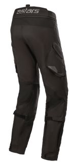 Pantaloni Alpinestars Halo Drystar®, pantaloni da moto adventure touring, nero, vista laterale posteriore con logo astars sulla cintura, tasche cargo funzionali e cinturini regolabili sulle gambe per una vestibilità sicura