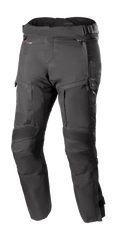 Alpinestars Bogotá Pro Drystar 4 Seasons Pants Short, pantaloni moto touring neri, impermeabili e traspiranti, pannelli a fisarmonica rinforzati sulle ginocchia, cinghie regolabili in vita, ventilazione e tasche con zip, tessuto ripstop resistente, protezione per tutte le stagioni