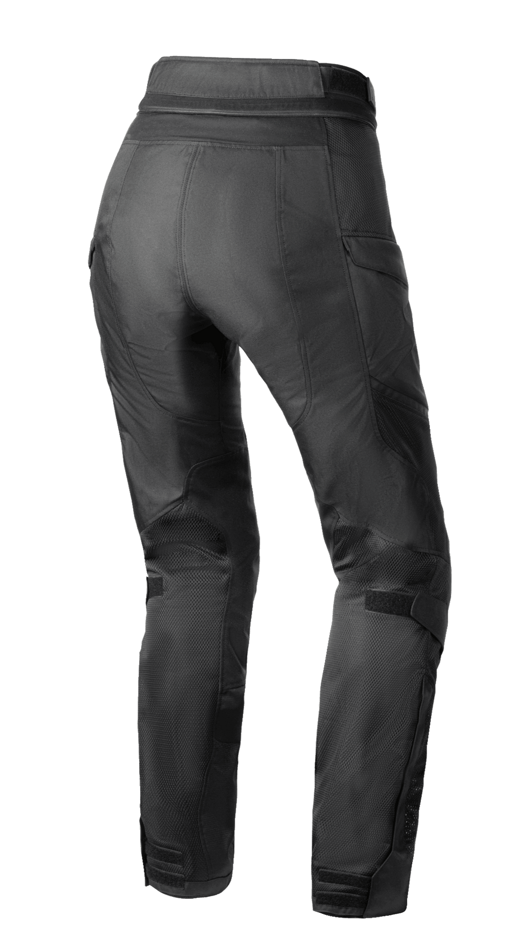 Alpinestars Stella Andes Air Drystar® Pants, pantaloni da moto da donna, nero, vista posteriore che mostra la ventilazione in rete su polpacci e cosce, schiena allungata e cerniera di connessione in vita