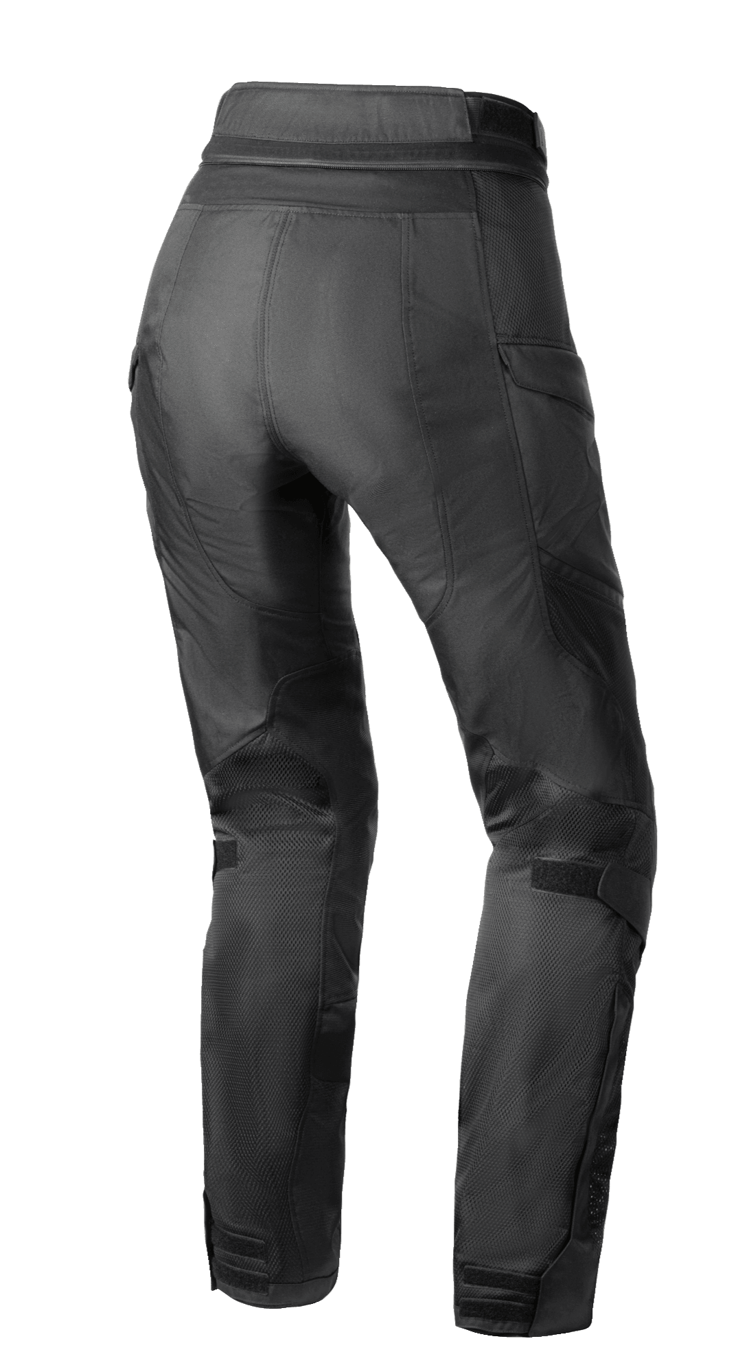 Alpinestars Stella Andes Air Drystar® Pants, pantaloni da moto da donna, nero, vista posteriore che mostra la ventilazione in rete su polpacci e cosce, schiena allungata e cerniera di connessione in vita