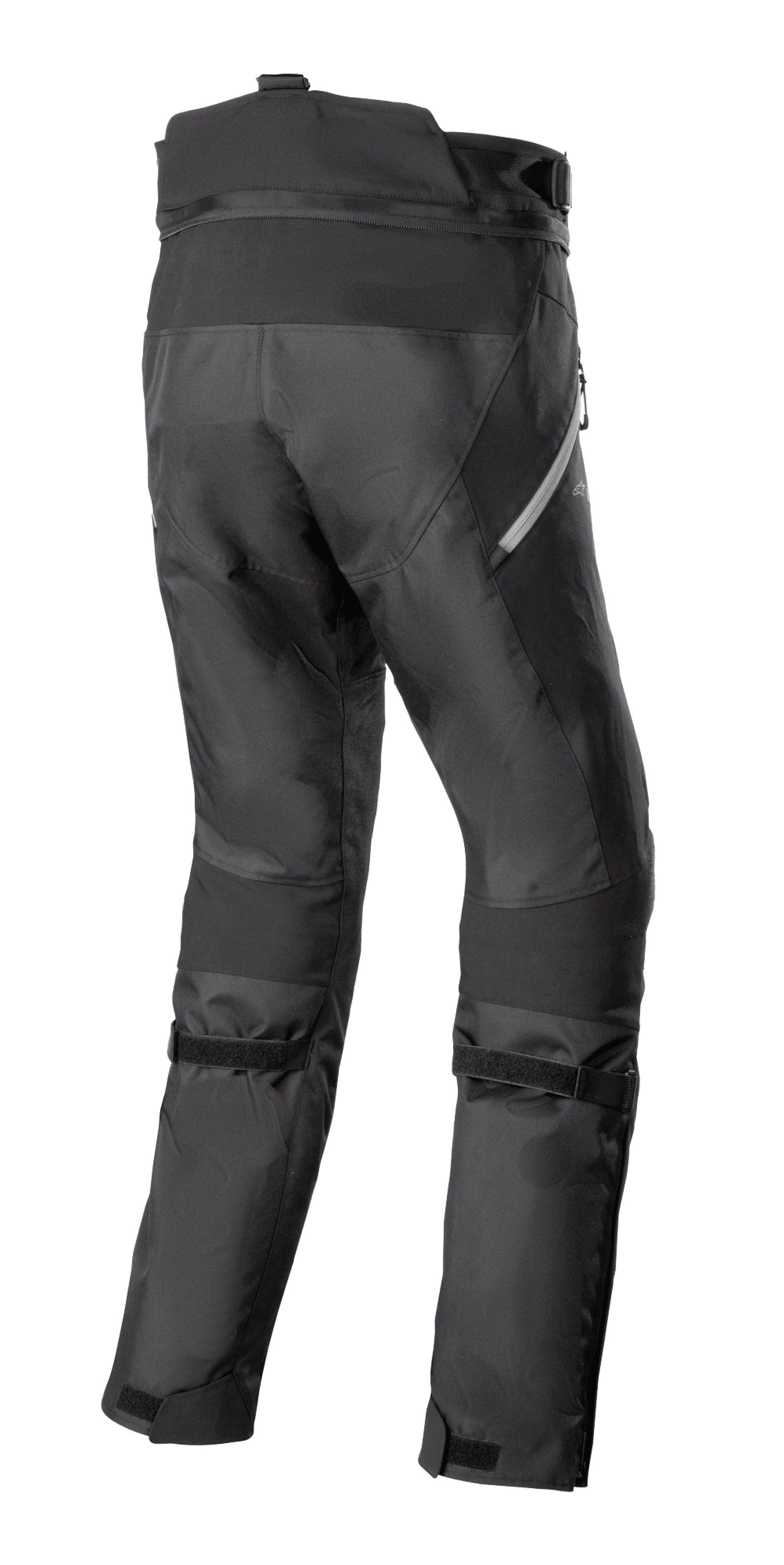 Alpinestars Stella Bogotá Pro Drystar 4 Seasons Pants, pantaloni da moto adventure da donna, nero, vista posteriore con costruzione in tessuto tecnico, cinghie regolabili sui polpacci e dettagli riflettenti laterali.