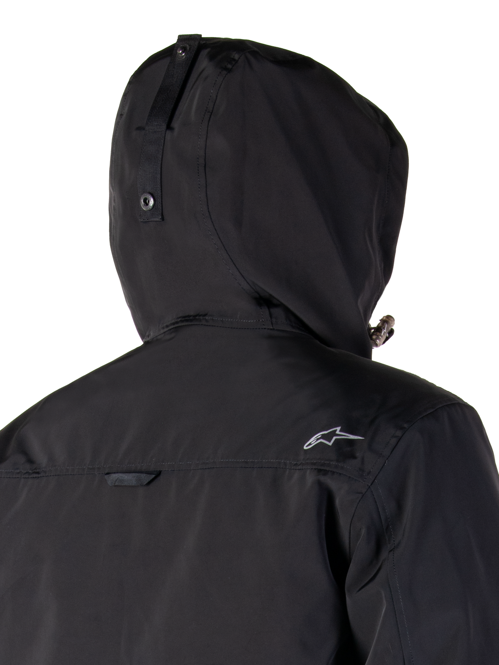Alpinestars Parka Mootant WP, giacca da moto nera, design modulare 4 stagioni con cappuccio rimovibile, costruzione laminata impermeabile, stile urban contemporaneo