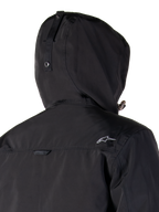 Alpinestars Parka Mootant WP, giacca da moto nera, design modulare 4 stagioni con cappuccio rimovibile, costruzione laminata impermeabile, stile urban contemporaneo