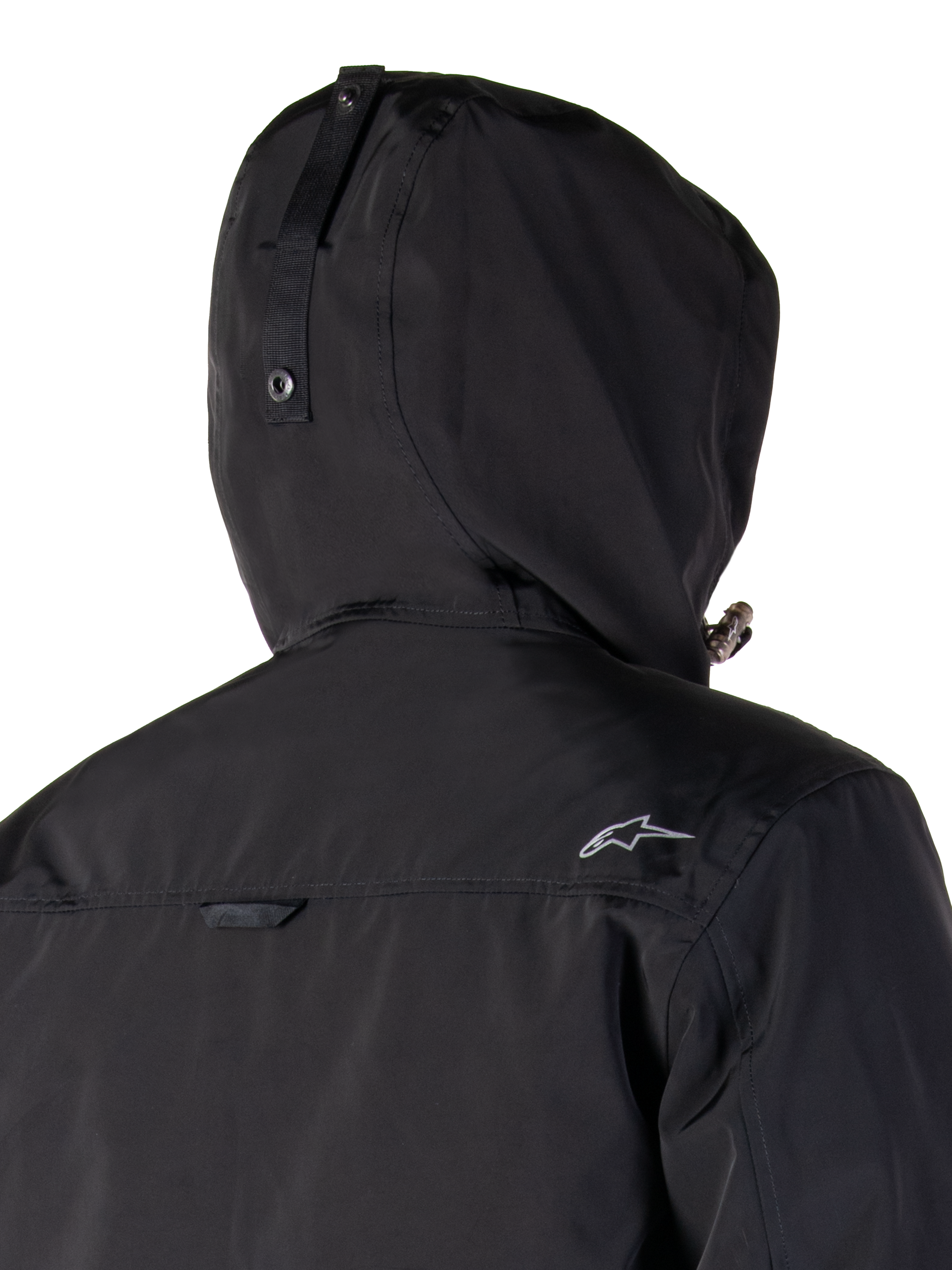 Alpinestars Parka Mootant WP, giacca da moto nera, design modulare 4 stagioni con cappuccio rimovibile, costruzione laminata impermeabile, stile urban contemporaneo
