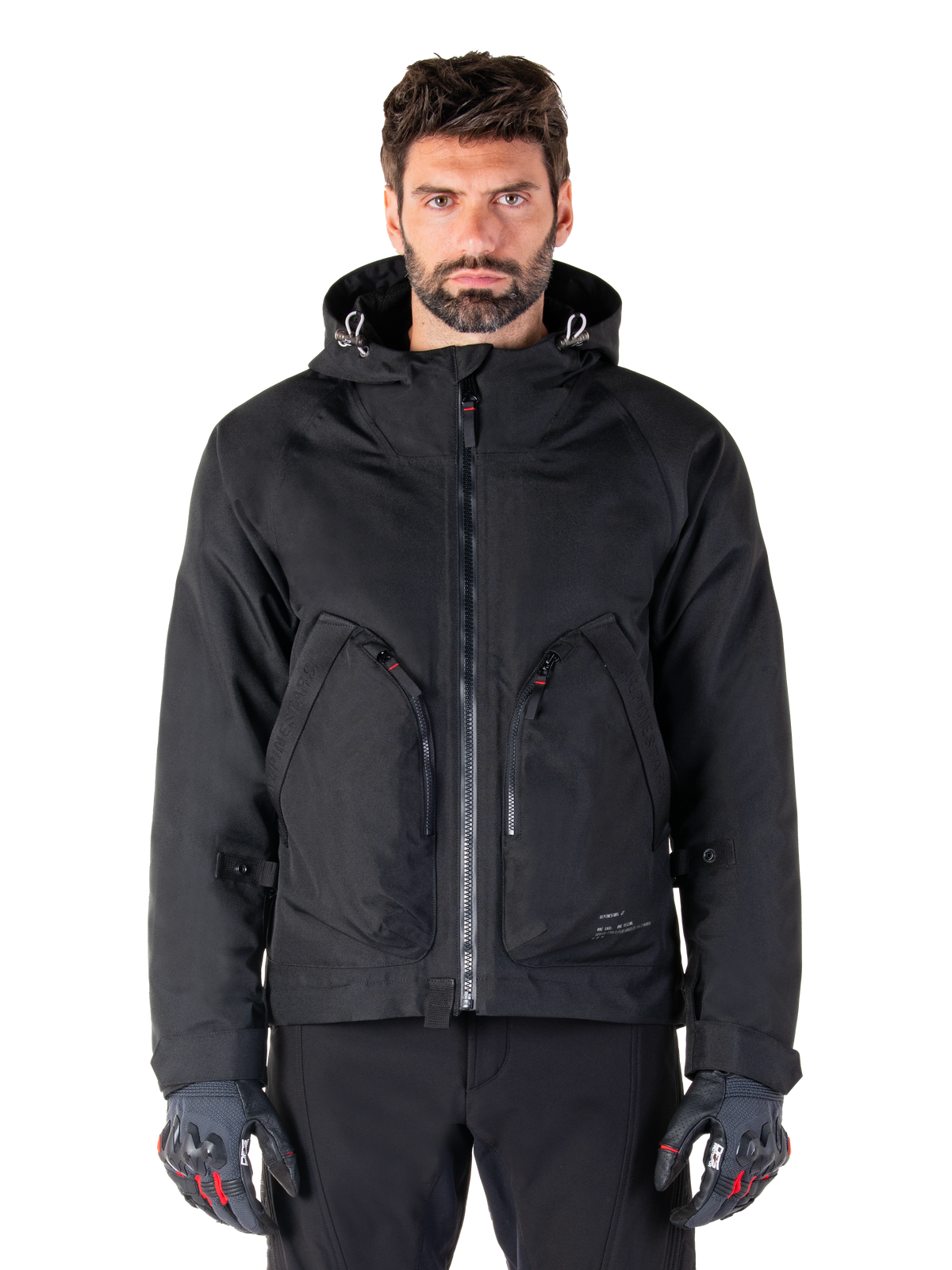 Alpinestars Parka Morush Impermeabile, giacca da moto urban da uomo, nero, con cappuccio e ampie tasche con cerniera