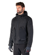 Alpinestars Parka Morush Impermeabile, giacca da moto urban da uomo, nero, tessuto tecnico laminato con cappuccio e tasche frontali 3D, certificato CE, stile streetwear minimalista