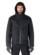 Alpinestars Parka Morush Impermeabile, giacca da moto urban da uomo, nero, in tessuto con cappuccio e tasche utility.