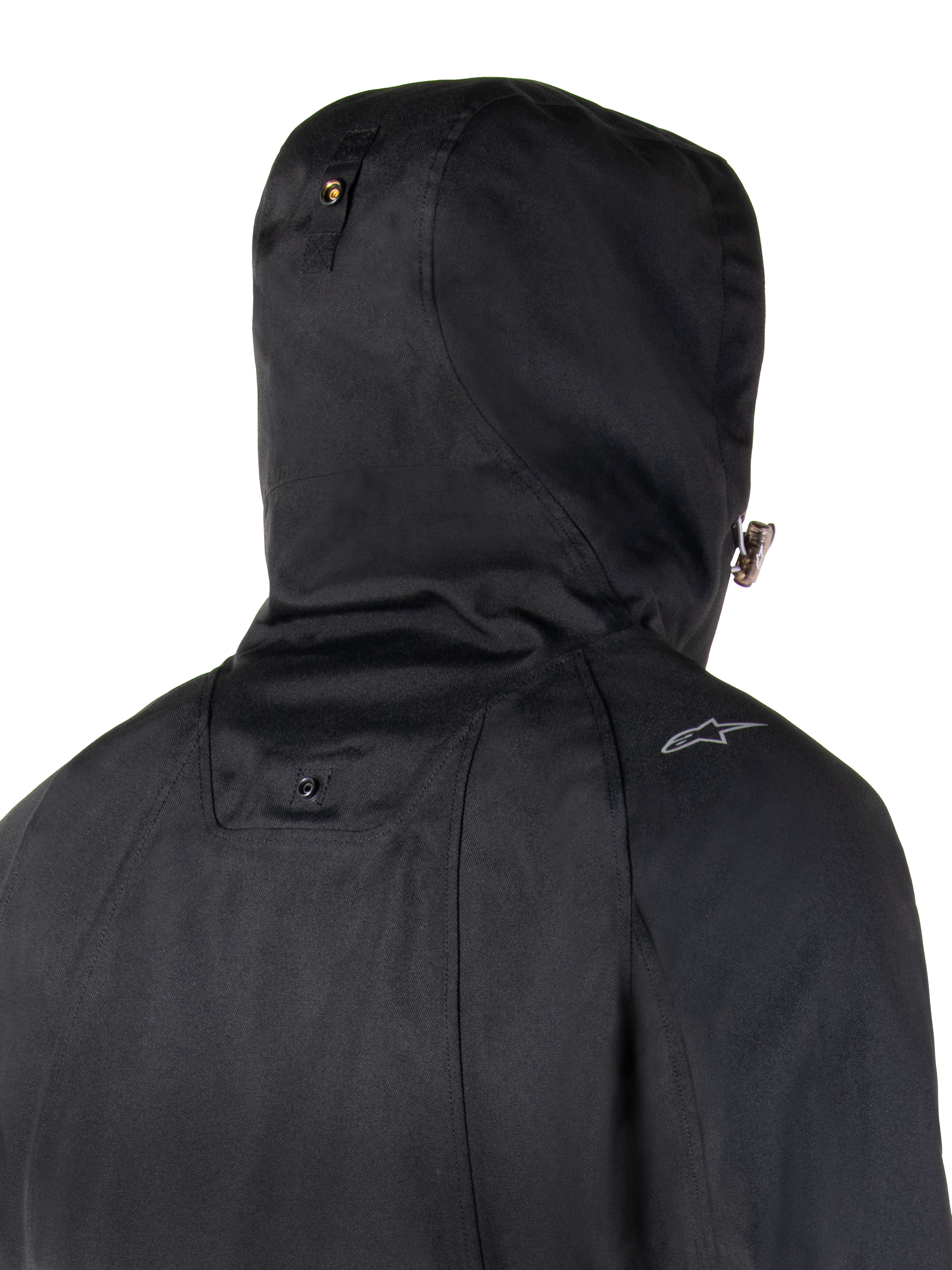 Alpinestars Parka Morush Impermeabile, giacca da moto urban, nero, con cappuccio antitempesta e bottone a pressione.