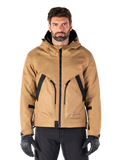 Alpinestars Morush Waterproof Parka, giacca da moto con cappuccio, marrone utility e nero, abbigliamento urban riding, vista frontale con cerniera nera e ampie tasche angolate