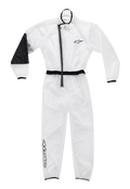 Alpinestars Tuta Antipioggia Kart Ragazzo, sovratuta impermeabile trasparente, trasparente con dettagli neri, dotata di pannello rinforzato nero sul gomito destro, cerniera frontale asimmetrica, vita e polsini elasticizzati, loghi Alpinestars sul petto e sulla parte inferiore della gamba, attrezzatura specializzata per il karting in condizioni di bagnato