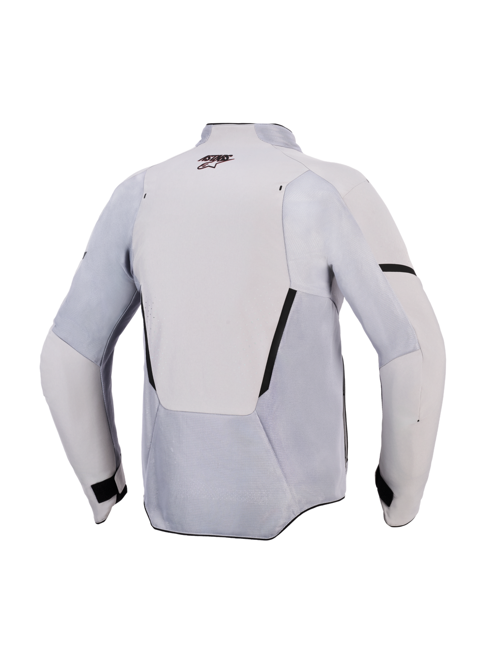 Giacca Alpinestars Aeroshell Airflow, giacca da moto, grigio medio antracite, vista posteriore con pannelli di ventilazione in mesh e perforazioni laser, tessuto elasticizzato leggero con design a taglio sportivo per prestazioni in climi caldi