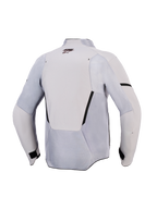 Giacca Alpinestars Aeroshell Airflow, giacca da moto, grigio medio antracite, vista posteriore con pannelli di ventilazione in mesh e perforazioni laser, tessuto elasticizzato leggero con design a taglio sportivo per prestazioni in climi caldi