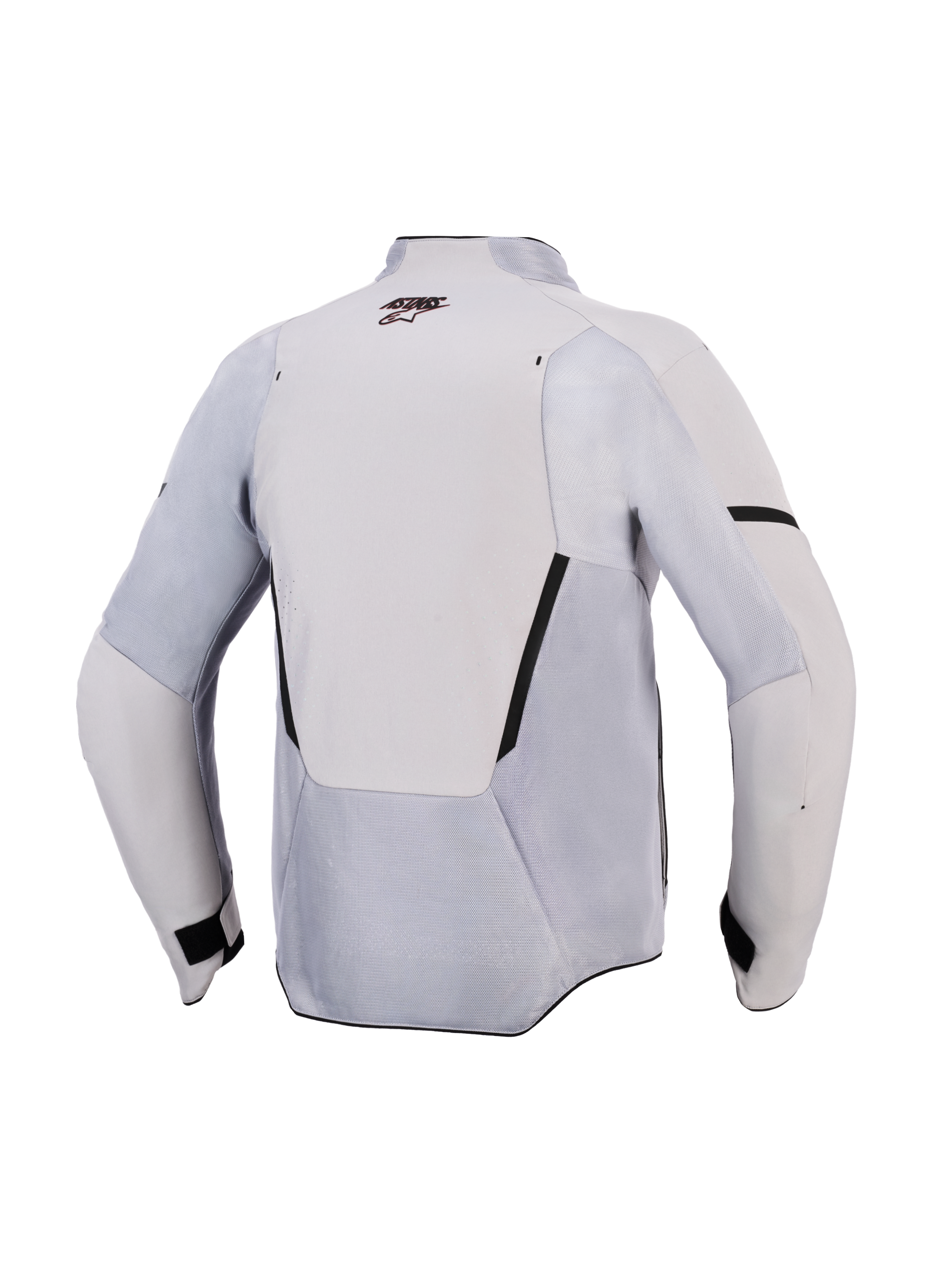 Giacca Alpinestars Aeroshell Airflow, giacca da moto, grigio medio antracite, vista posteriore con pannelli di ventilazione in mesh e perforazioni laser, tessuto elasticizzato leggero con design a taglio sportivo per prestazioni in climi caldi