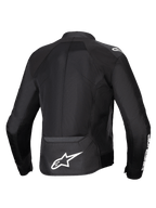 Alpinestars giacca Viper Air V4, giacca da moto da uomo in tessuto nero con pannelli in rete ventilati e logo Astars sul retro.