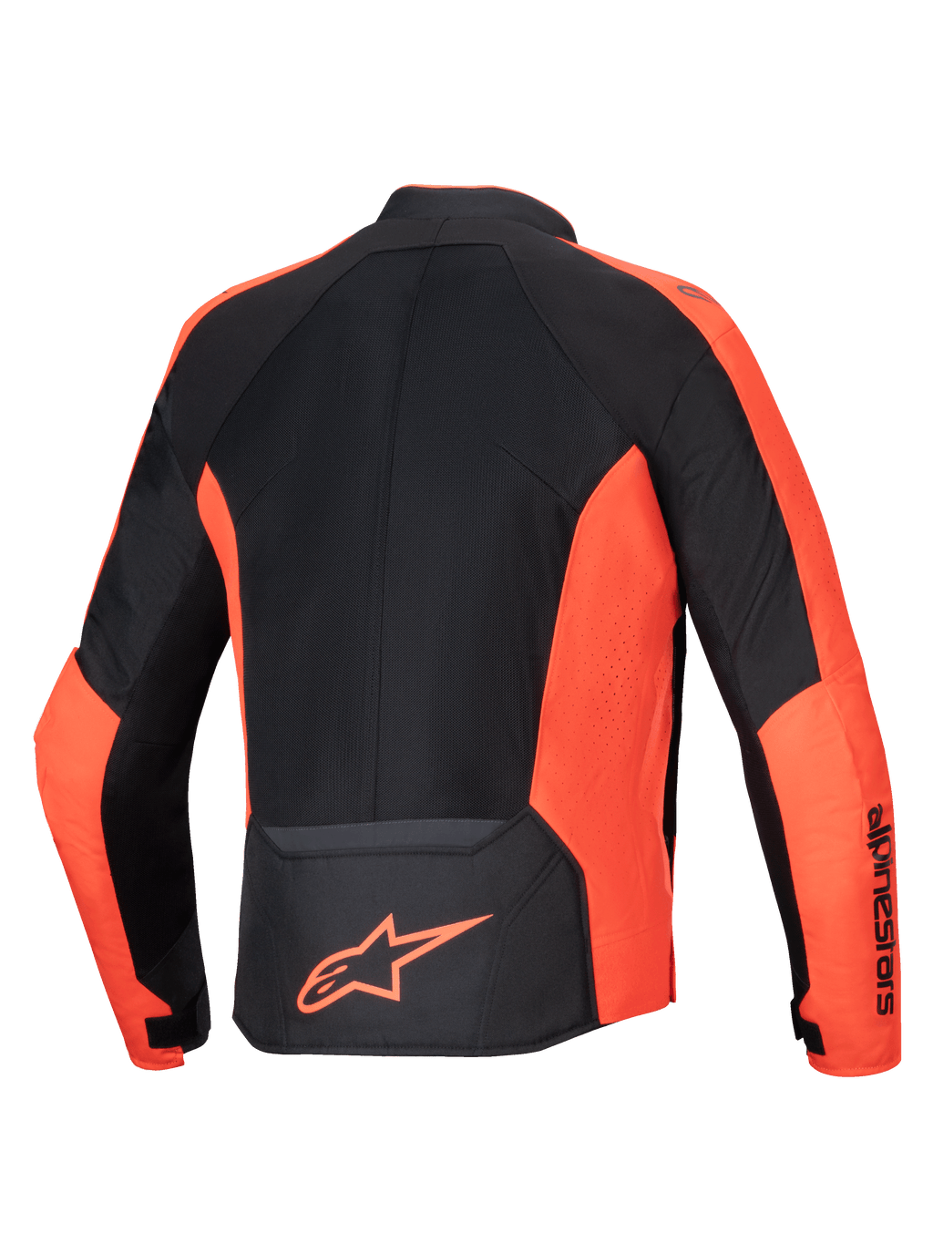 Alpinestars Giacca Viper Air V4, giacca da moto da uomo rossa fluo e nera, pannelli mesh ventilati, vista posteriore