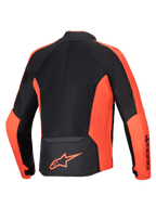 Alpinestars Giacca Viper Air V4, giacca da moto da uomo rossa fluo e nera, pannelli mesh ventilati, vista posteriore
