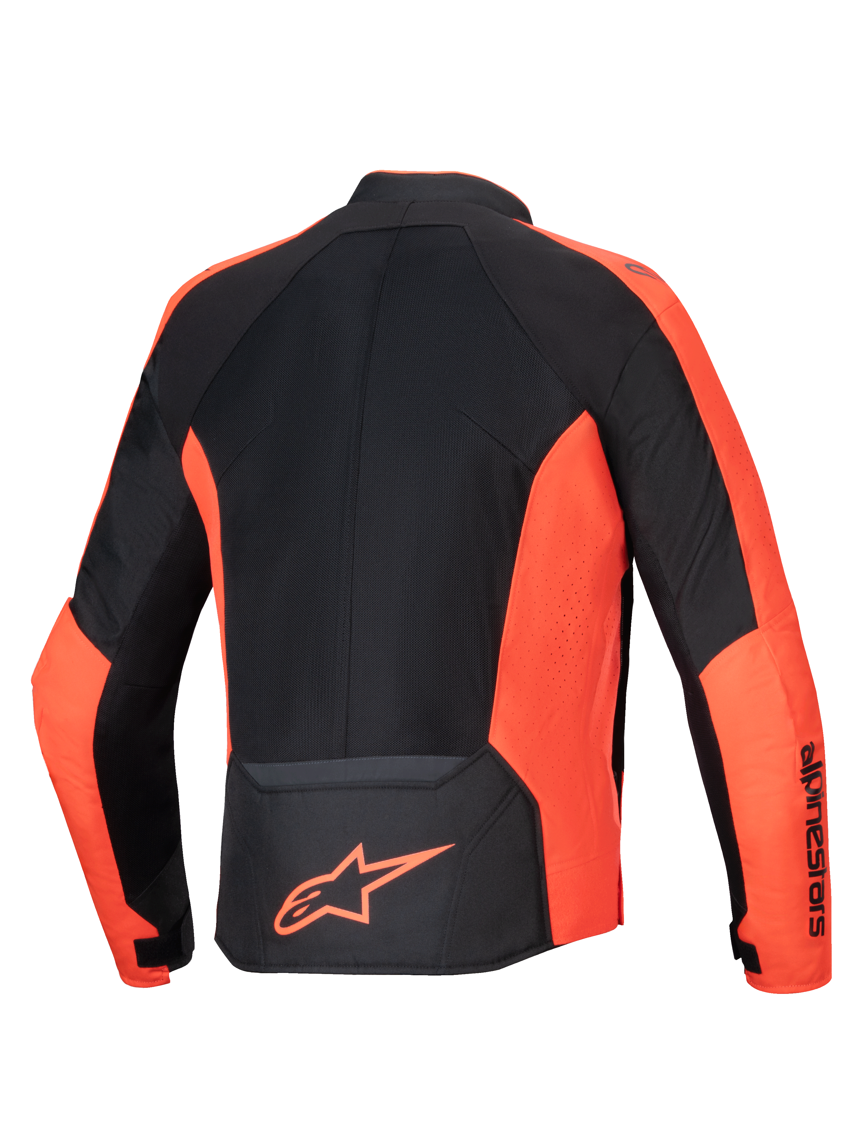 Alpinestars Giacca Viper Air V4, giacca da moto da uomo rossa fluo e nera, pannelli mesh ventilati, vista posteriore