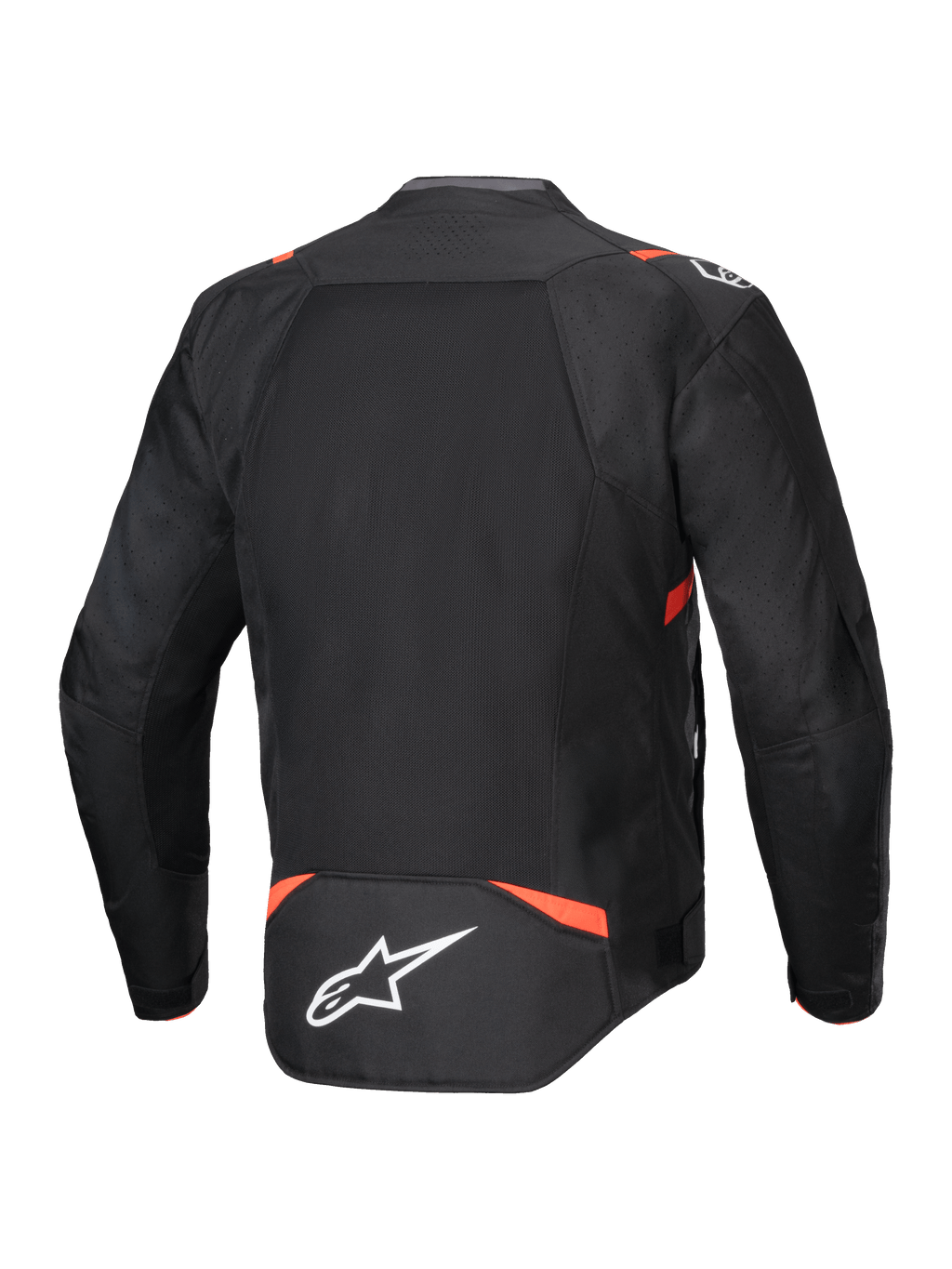 Alpinestars Giacca T-SPS Air V2, giacca da moto racing per uomo, nero e rosso fluo, in tessuto con pannelli in rete ventilati sulla schiena.