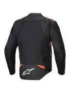Alpinestars Giacca T-SPS Air V2, giacca da moto racing per uomo, nero e rosso fluo, in tessuto con pannelli in rete ventilati sulla schiena.