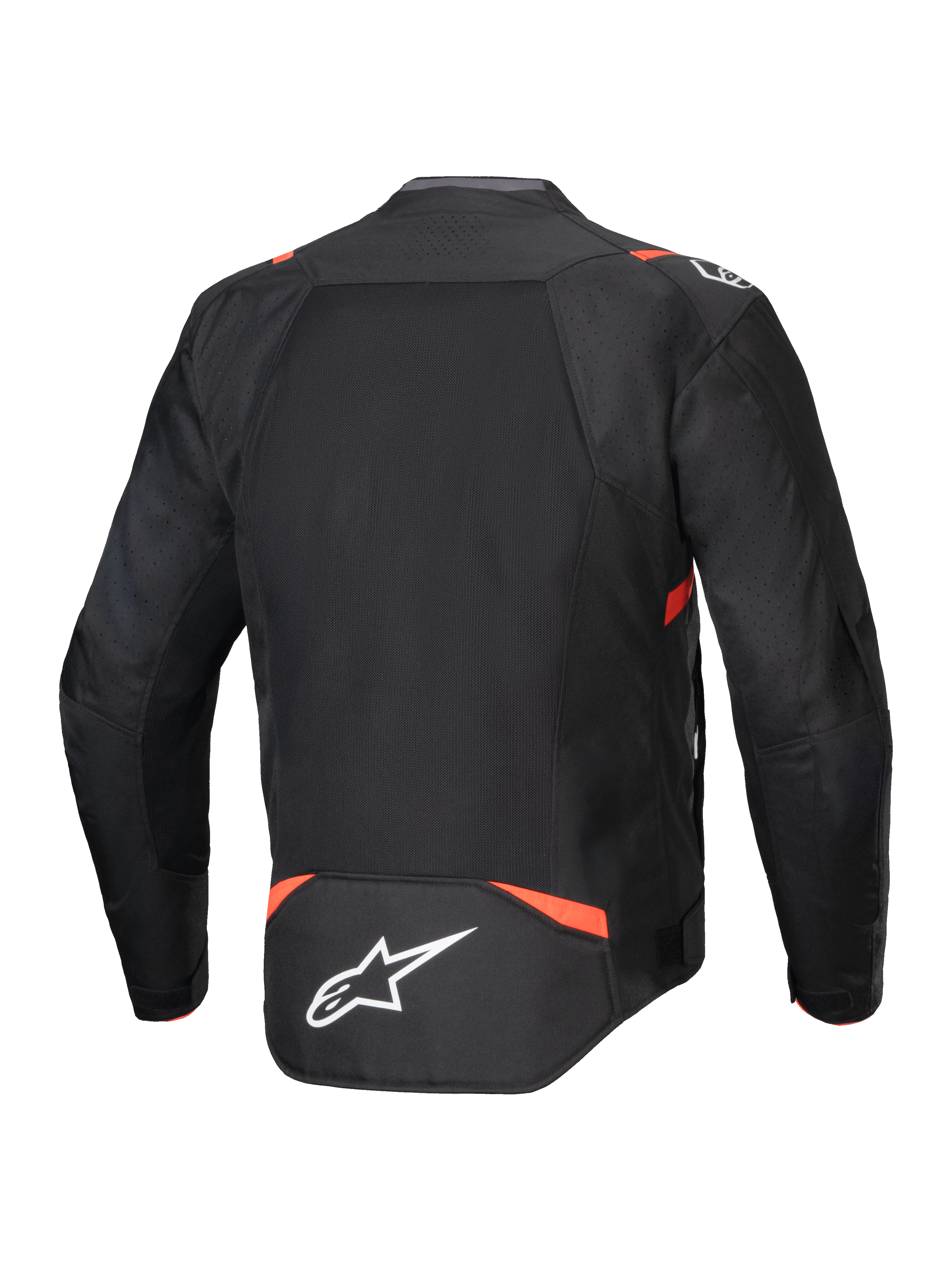 Alpinestars Giacca T-SPS Air V2, giacca da moto racing per uomo, nero e rosso fluo, in tessuto con pannelli in rete ventilati sulla schiena.