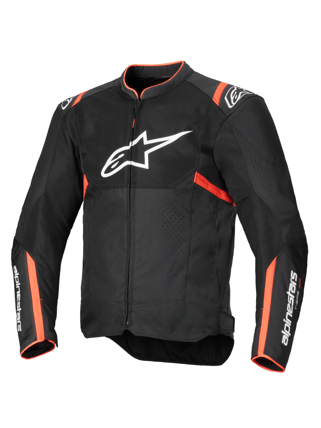 Alpinestars Giacca T-SPS Air V2, giacca da moto in tessuto da uomo, nero e rosso fluo, con pannelli in rete per la ventilazione, predisposta per sistema Tech-Air®.