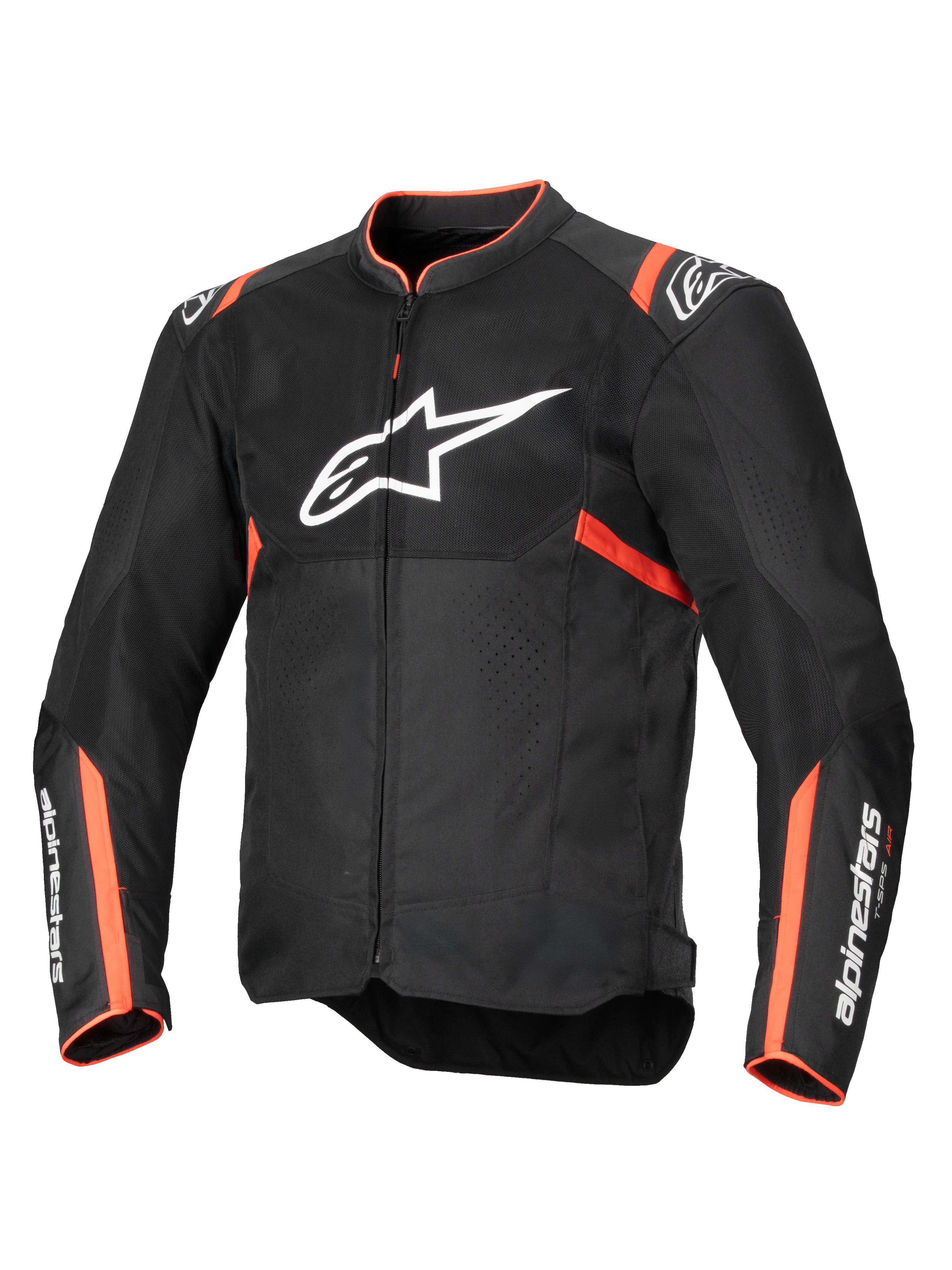 Alpinestars Giacca T-SPS Air V2, giacca da moto in tessuto da uomo, nero e rosso fluo, con pannelli in rete per la ventilazione, predisposta per sistema Tech-Air®.