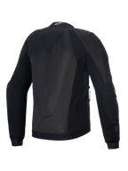 Alpinestars Giacca Troop-Air, giacca da moto da uomo nera in mesh traspirante, certificata CE, vista posteriore.