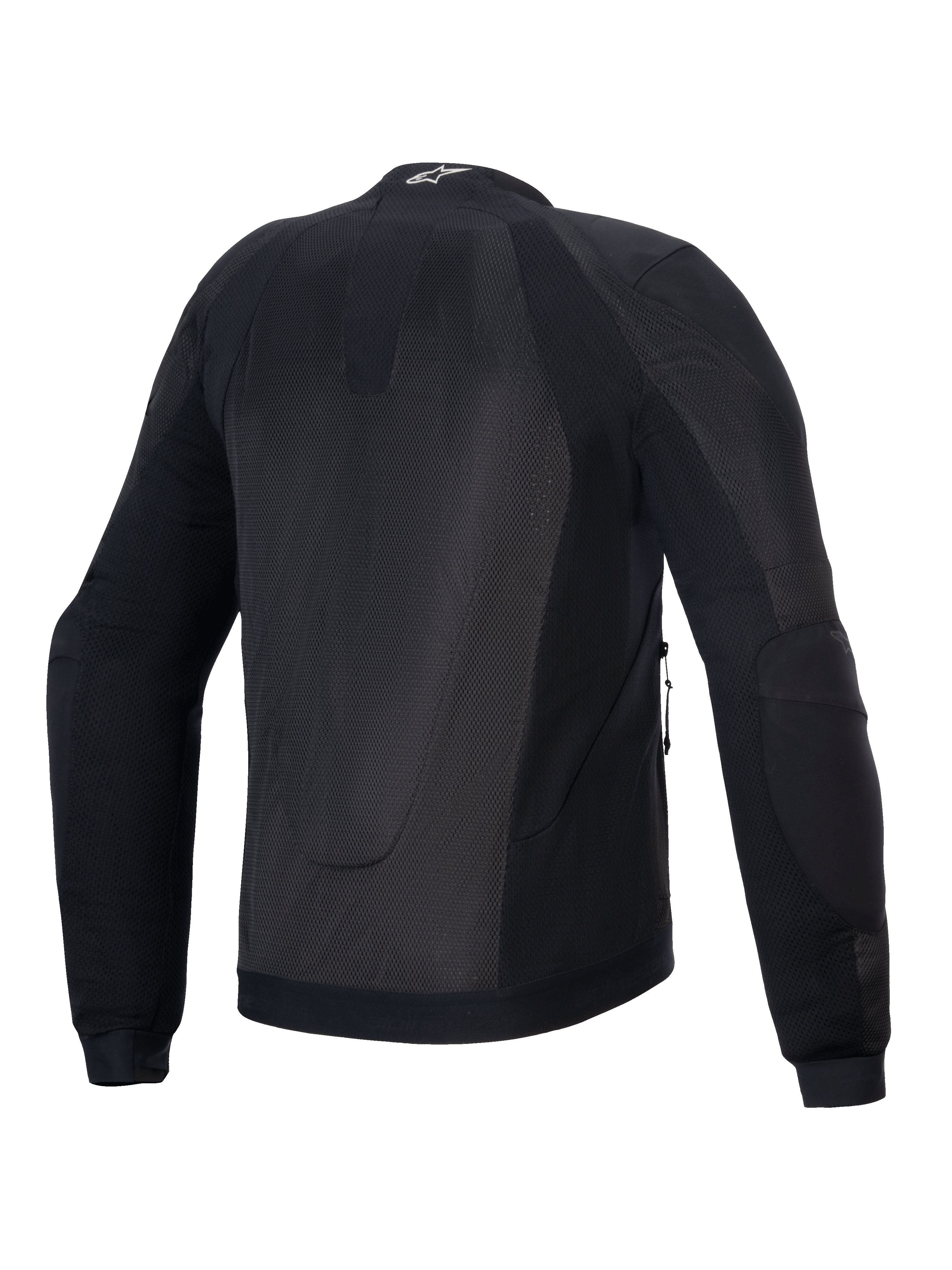 Alpinestars Giacca Troop-Air, giacca da moto da uomo nera in mesh traspirante, certificata CE, vista posteriore.
