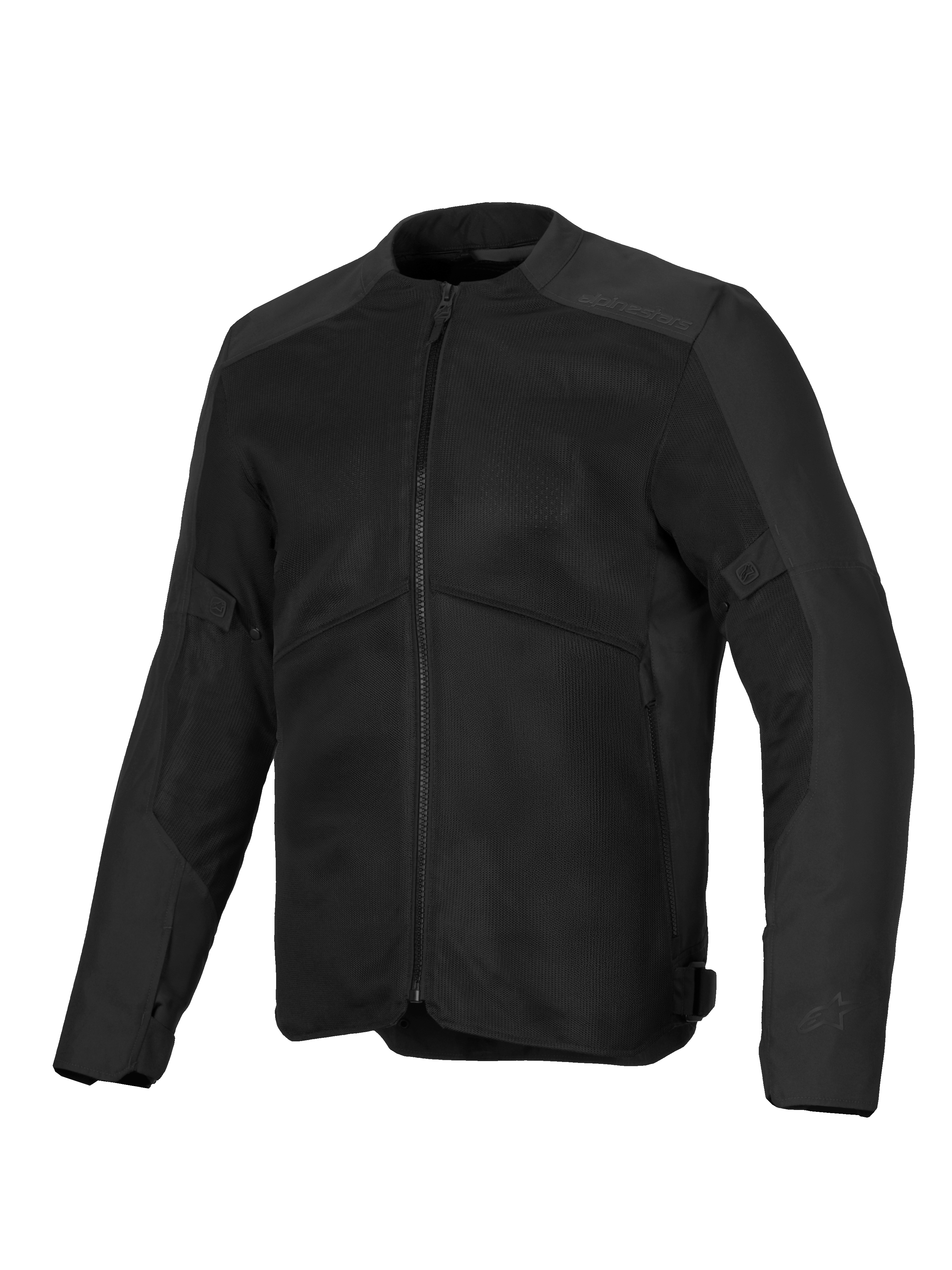 Alpinestars Giacca C-1 Air, giacca da moto nera, dotata di ampi pannelli di ventilazione in rete, telaio in tessuto poliestere 450D, discreti loghi in rilievo sulle spalle e design urbano contemporaneo per la guida con climi caldi.