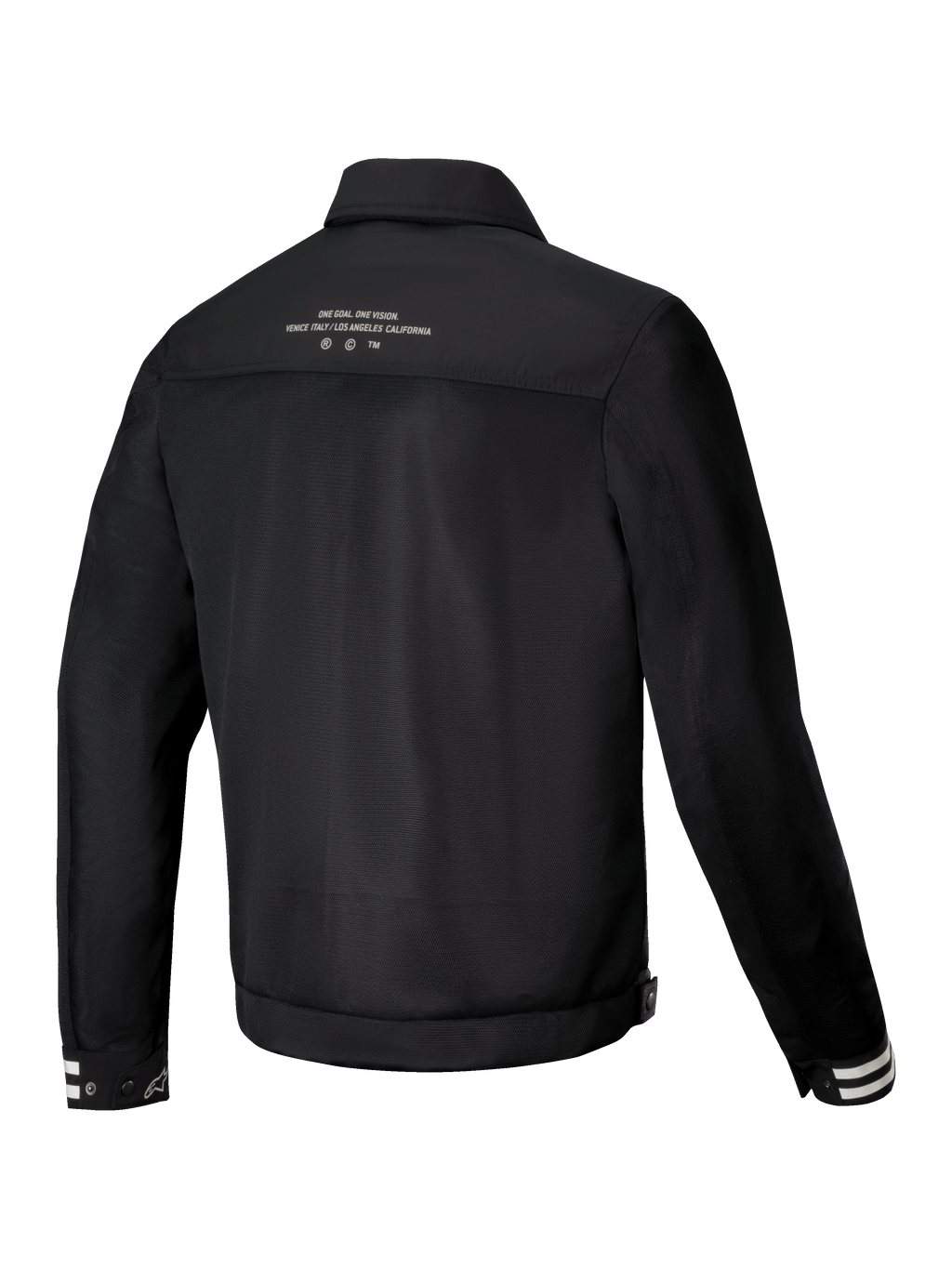 Alpinestars Giacca Ignite Air, giacca da moto urbana da uomo, nera, vista posteriore con struttura in rete traspirante e grafiche ispirate al club