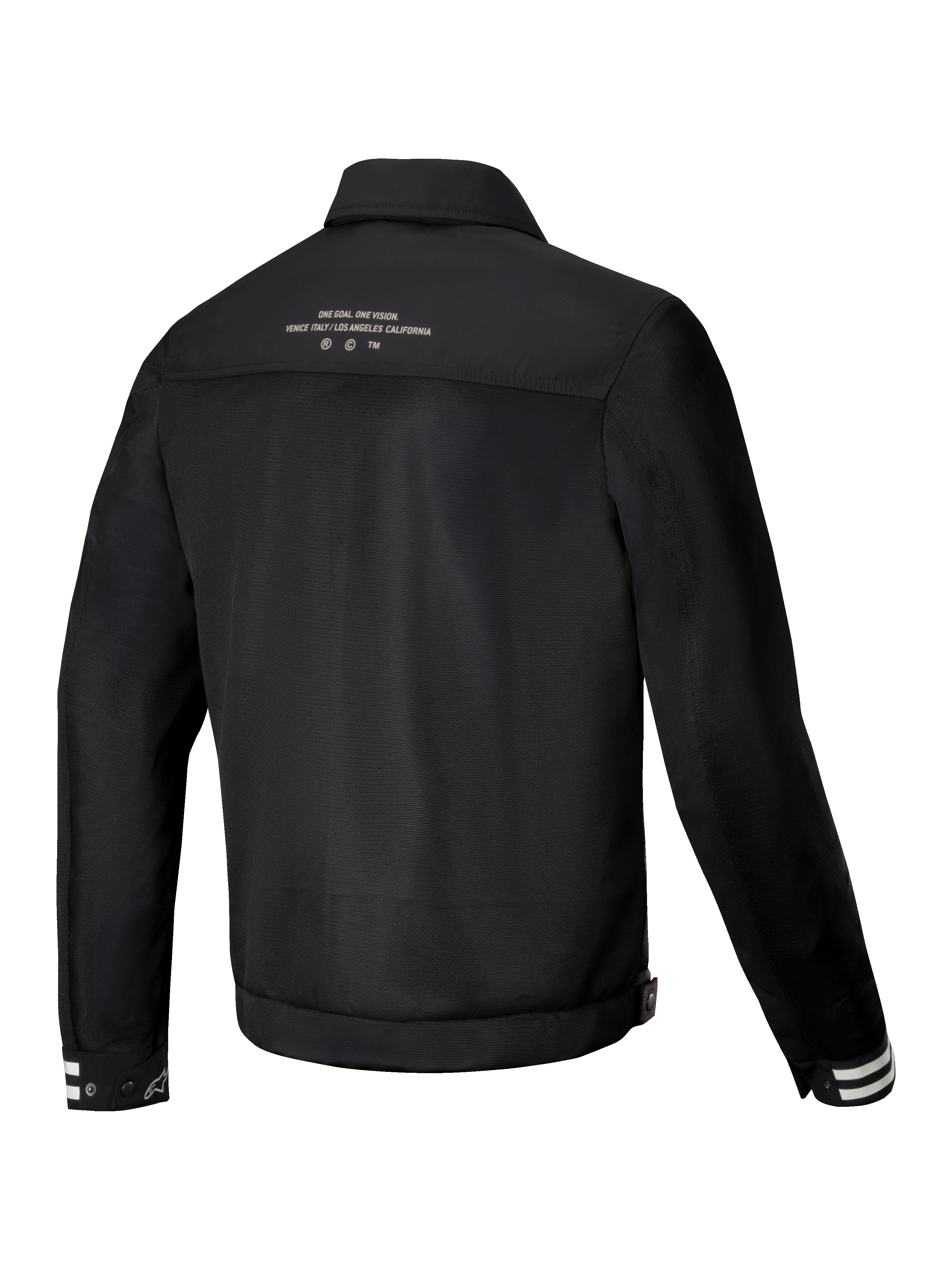 Alpinestars Giacca Ignite Air, giacca da moto urbana da uomo, nera, vista posteriore con struttura in rete traspirante e grafiche ispirate al club