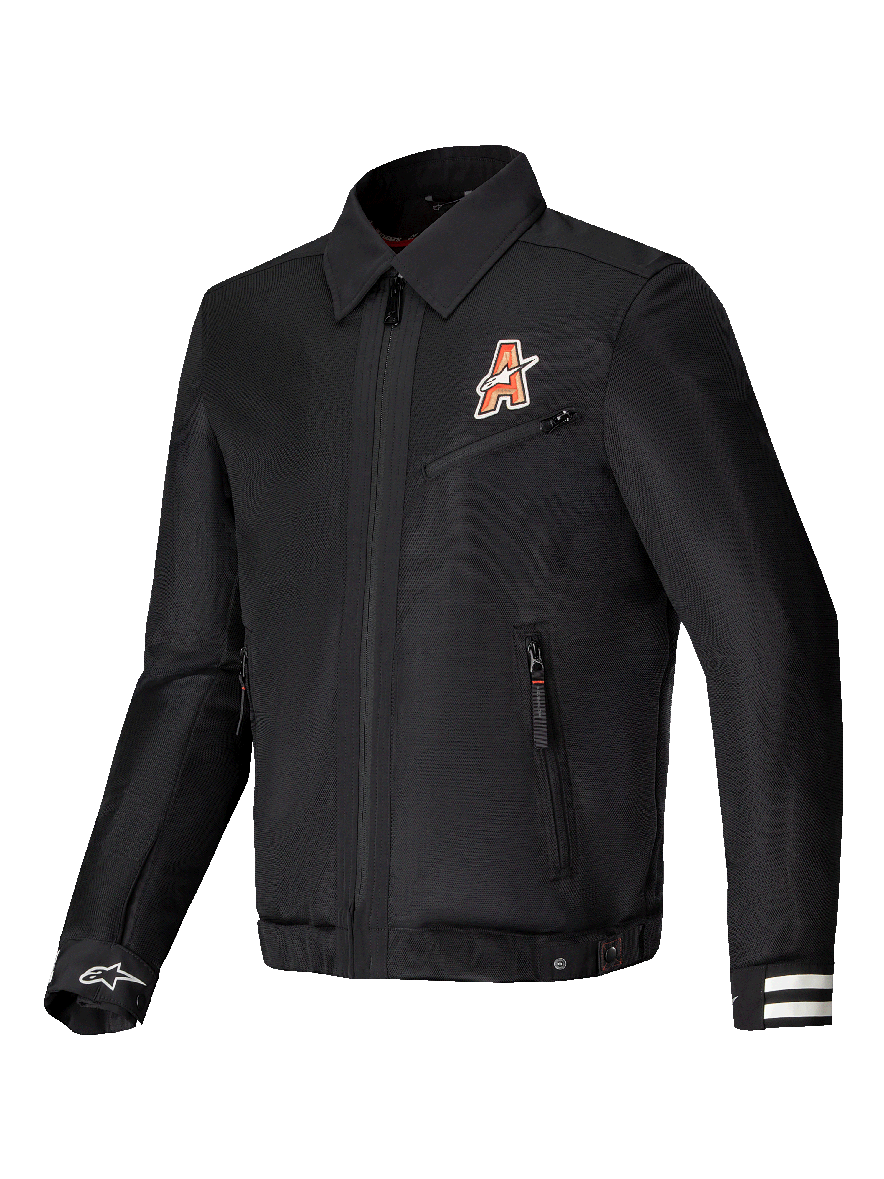 Alpinestars Giacca Ignite Air, giacca da moto urbana in rete con struttura a corpo traforato e certificazione CE, nera, con grafiche ispirate al club e tradizionale colletto a camicia