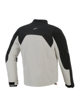 Giacca Alpinestars Provoke, vista posteriore, Black Metal Gray, giacca da moto urbana in tessuto con pannelli superiori neri e corpo grigio metallo, con un piccolo logo bianco sulla parte superiore della schiena e costruzione in softshell ripstop