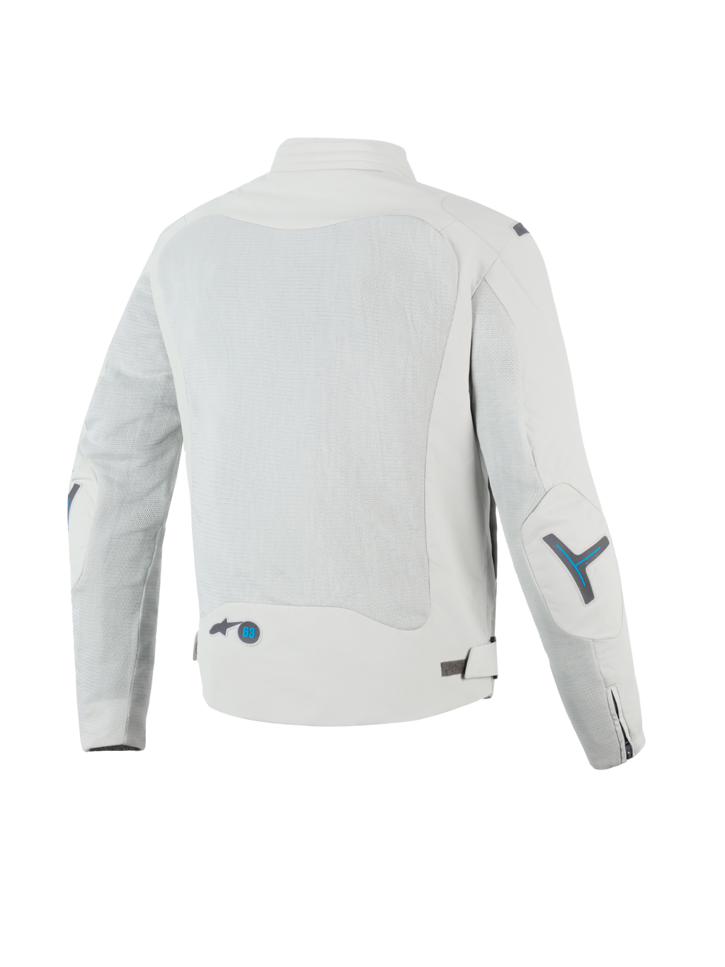 Alpinestars Giacca Circal-1 Air, giacca da moto urbana da uomo, vista posteriore con pannelli in mesh riciclata per il flusso d'aria, certificata CE, grigio metallizzato con accenti blu metile
