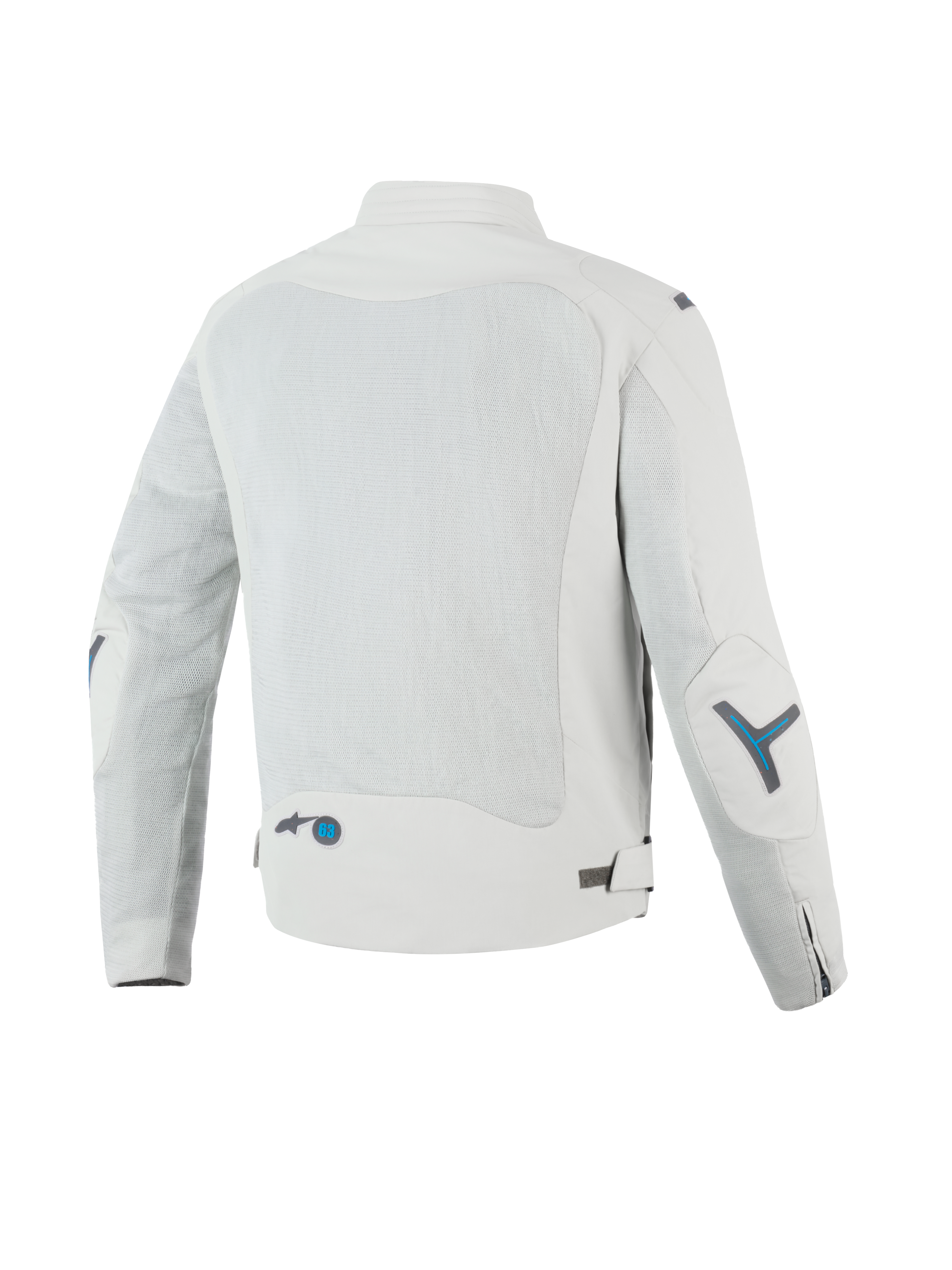 Alpinestars Giacca Circal-1 Air, giacca da moto urbana da uomo, vista posteriore con pannelli in mesh riciclata per il flusso d'aria, certificata CE, grigio metallizzato con accenti blu metile
