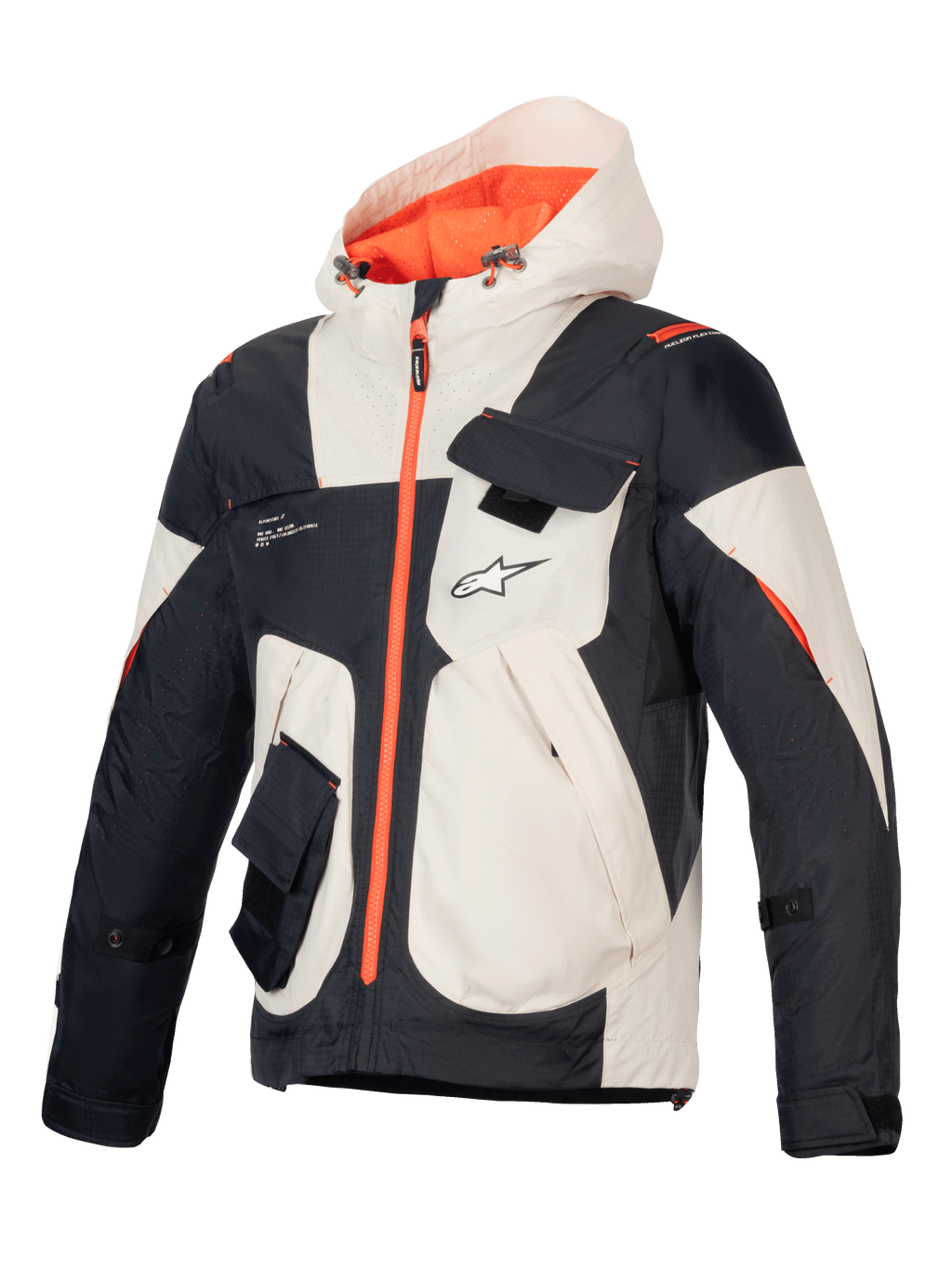 Alpinestars Giacca Mogress Air, giacca da moto urban da uomo, nero e arancione acceso, ripstop ventilato con cappuccio