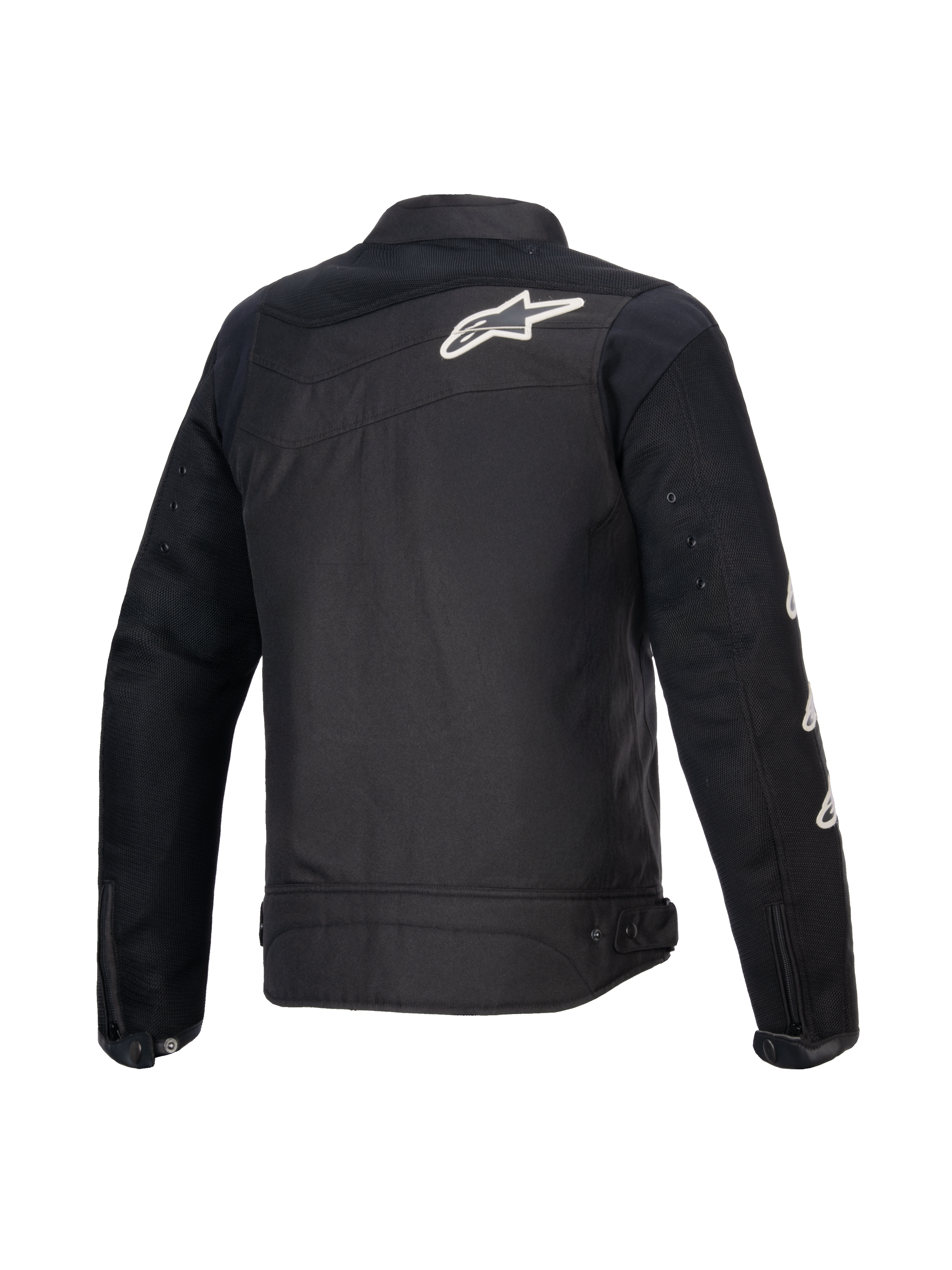 Alpinestars Giacca T-Dyno Air, vista posteriore della giacca da moto in tessuto da uomo, nera, con pannelli in rete 3D e certificazione CE