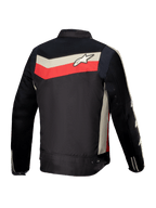 Alpinestars Giacca T-Dyno Air, giacca da moto in tessuto da uomo, vista posteriore, nera, rosso vivo ed ecrù, con pannelli in mesh traspirante