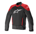 Alpinestars T-SP X Superair Jacket, giacca da moto, nero e rosso brillante, con un grande logo bianco sul petto, pannelli rossi su spalle e tasche, tessuto tecnico a rete per la ventilazione e vestibilità sportiva.
