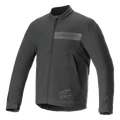 Alpinestars Aeron Jacket, giacca da moto, nero, design minimalista per la guida estiva, con colletto alto, cerniera frontale integrale, logo Alpinestars tono su tono sul petto e polsini regolabili