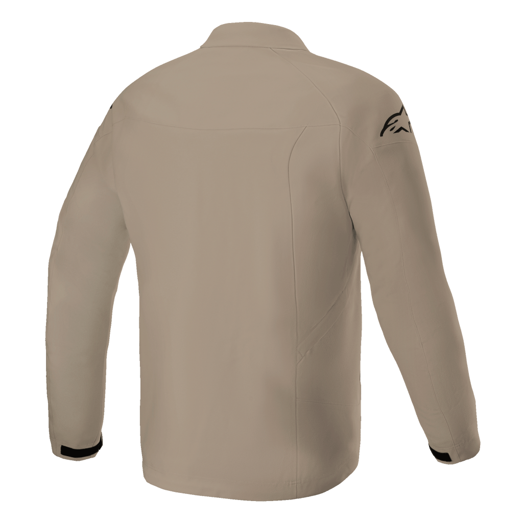 Giacca Alpinestars Aeron, giacca da moto, mandarino, vista posteriore che mostra un design urbano minimalista, costruzione in tessuto traspirante con logo nero sulla spalla e accenti neri sui polsini