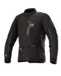Alpinestars Venture XT Jacket, giacca da moto in tessuto nero, vista frontale con tasca pettorale con zip e ampie prese d'aria sulle maniche, cinghie regolabili sulle braccia, collo alto, costruzione idrorepellente per adventure touring.
